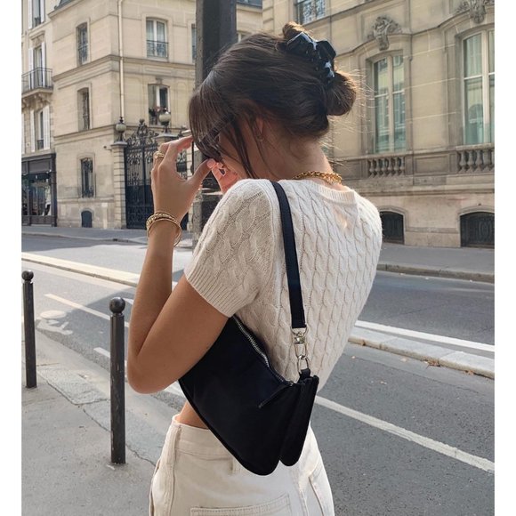 Aritzia Red Cable Knit Crop Top - Picture 3 of 11